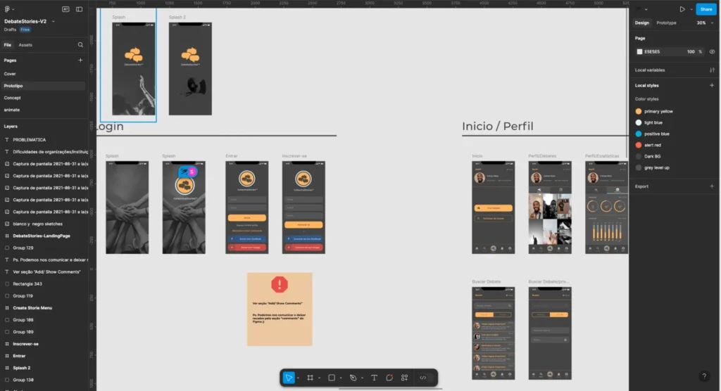 Screenshot of the Collective Stories prototype design on Figma.